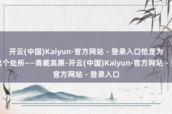 开云(中国)Kaiyun·官方网站 - 登录入口恰是为了走进这个处所——青藏高原-开云(中国)Kaiyun·官方网站 - 登录入口